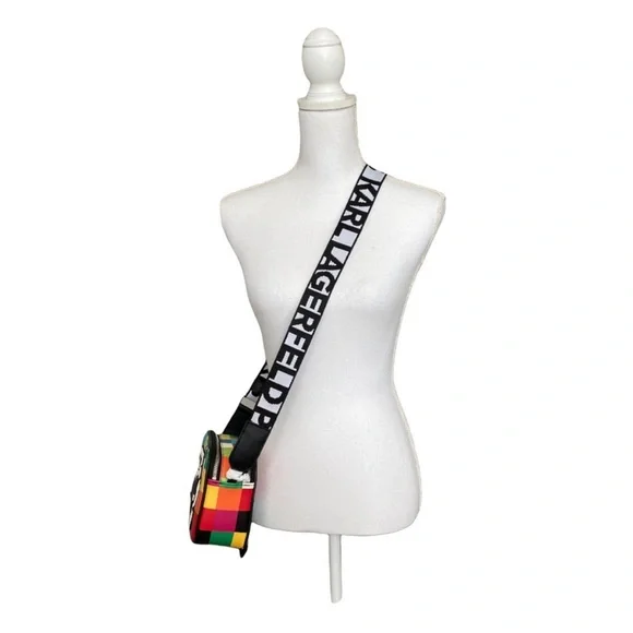 🆕KARL LAGERFELD Paris Maybelle colorblock check crossbody camera shoulder bag - Picture 5 of 12